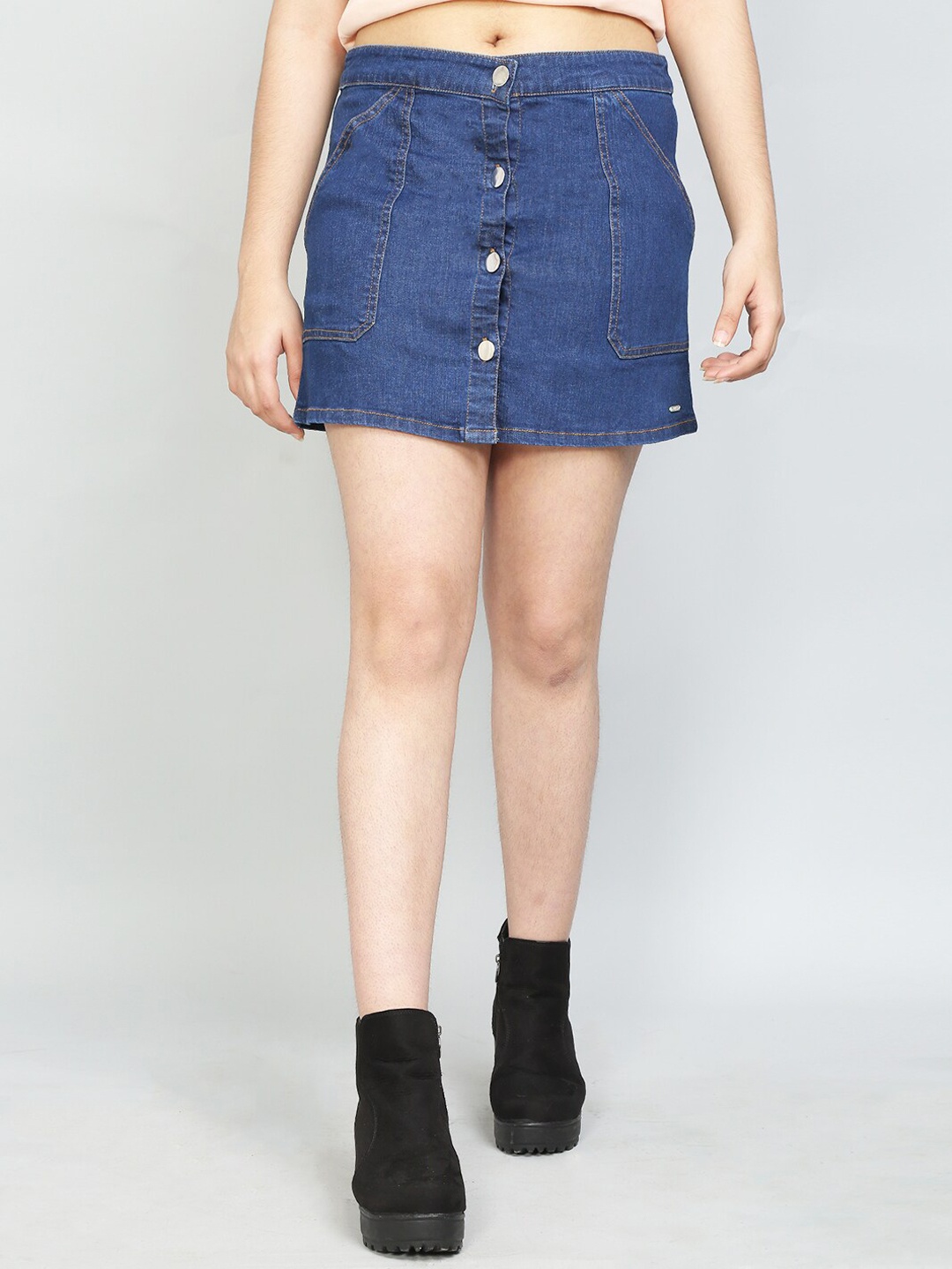 

VYN Girls Mini Straight Denim Skirt, Blue