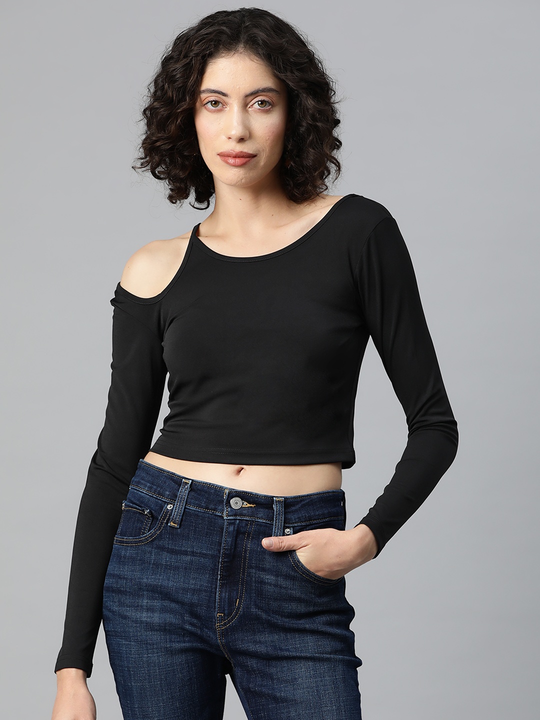 

Popnetic Solid Crop Top, Black