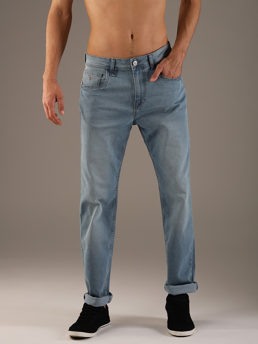 

Flying Machine Men Blue Straight Fit Mid-Rise Clean Look Stretchable Jeans