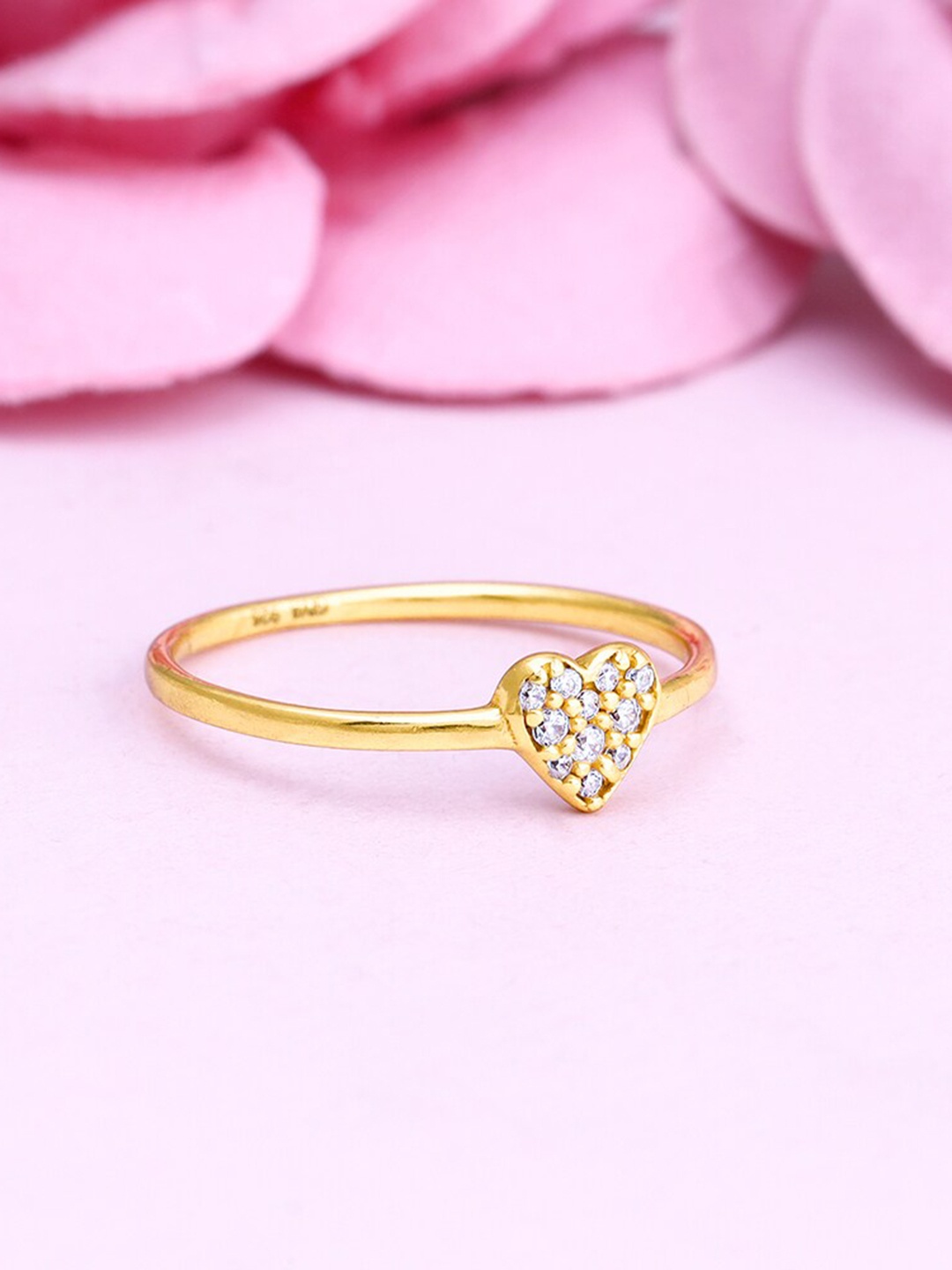 

GIVA Gold-Plated Cubic Zirconia-Studded Finger Ring