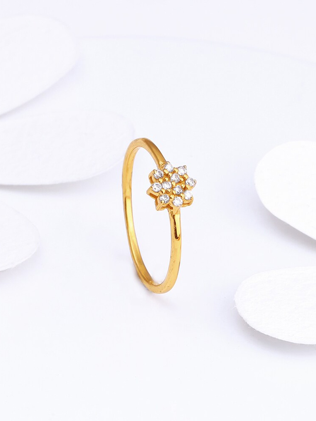 

GIVA 925 Sterling Silver Gold-Plated CZ-Studded Finger Ring