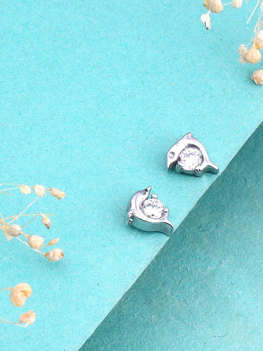 

GIVA 925 Sterling Silver Rhodium - Plated Zircon Studded Contemporary Studs
