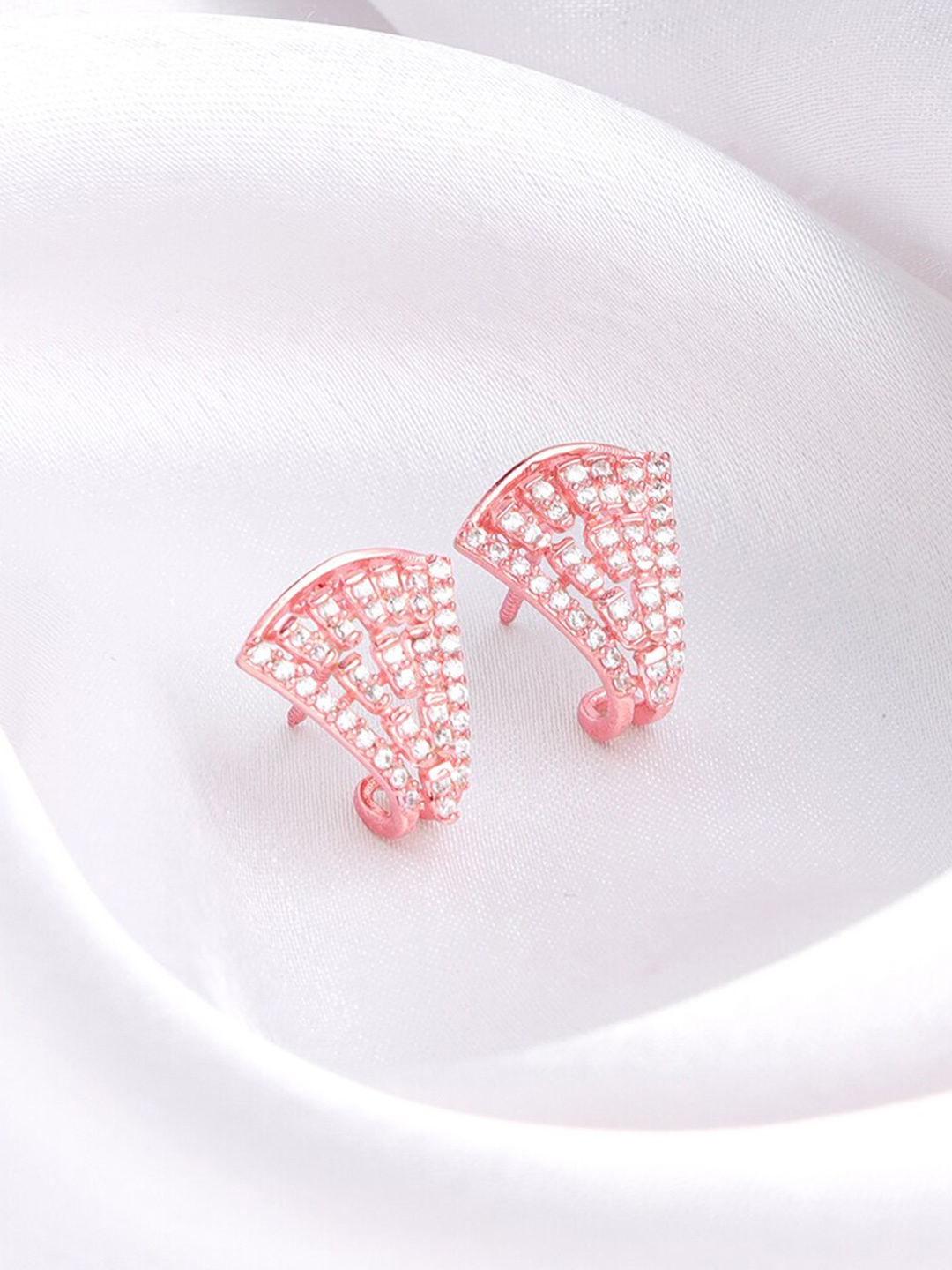 

GIVA 925 Sterling Silver Rose Gold-Plated Zircon Studded Contemporary Studs