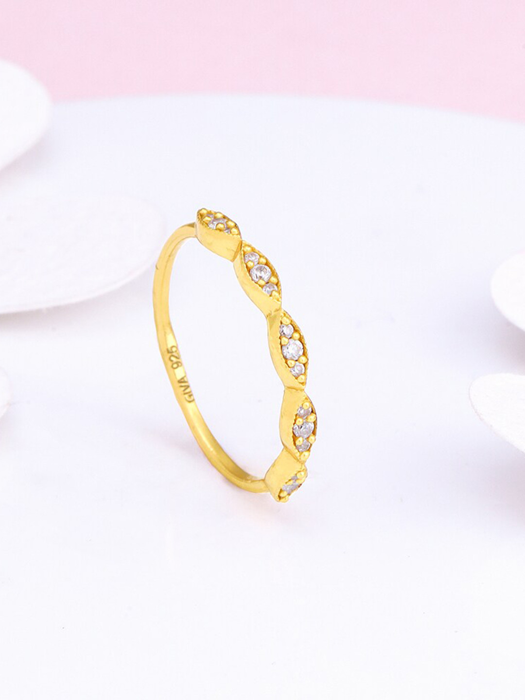 

GIVA 925 Sterling Silver Gold-Plated CZ-Studded Aurelian Secret Ring