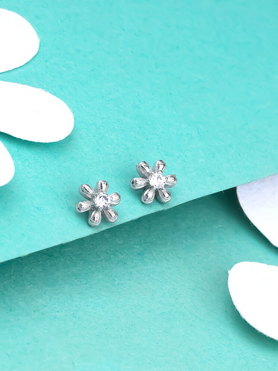 

GIVA Rhodium-Plated Contemporary Studs Earrings, Silver