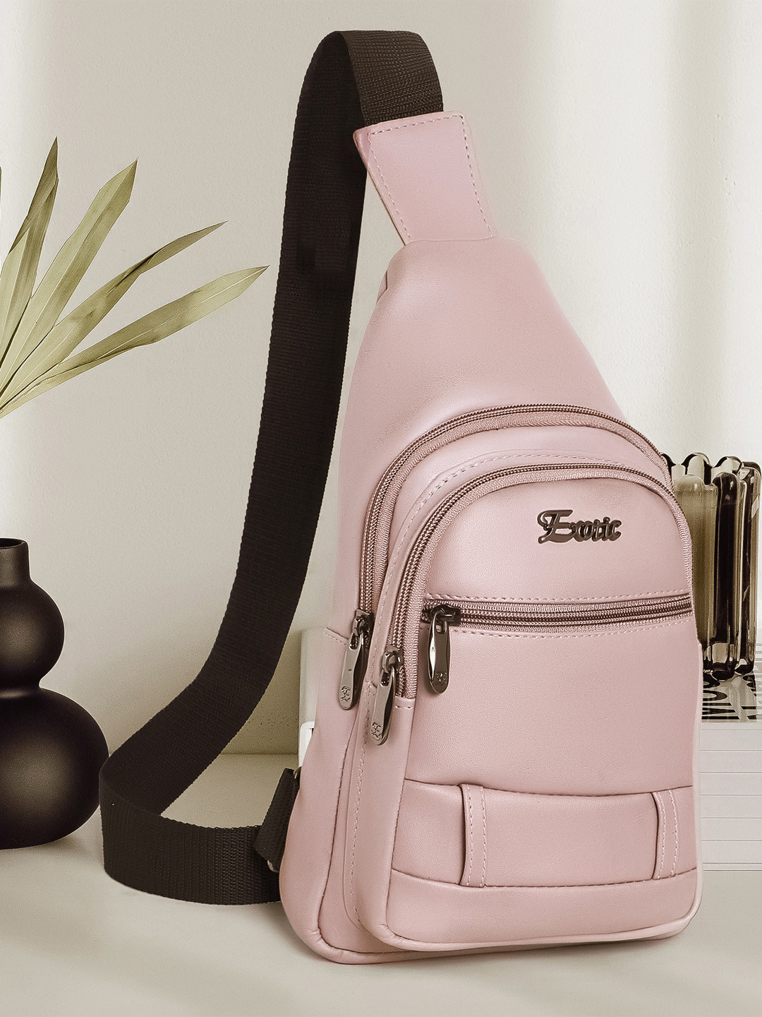 

Exotic Women Structured Crossbody Backpack, Pink