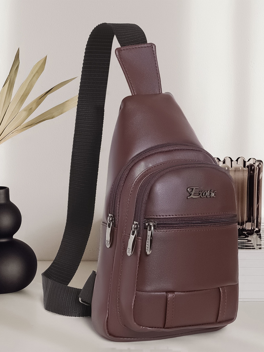 

Exotic Women Structured Crossbody Backpack, Brown