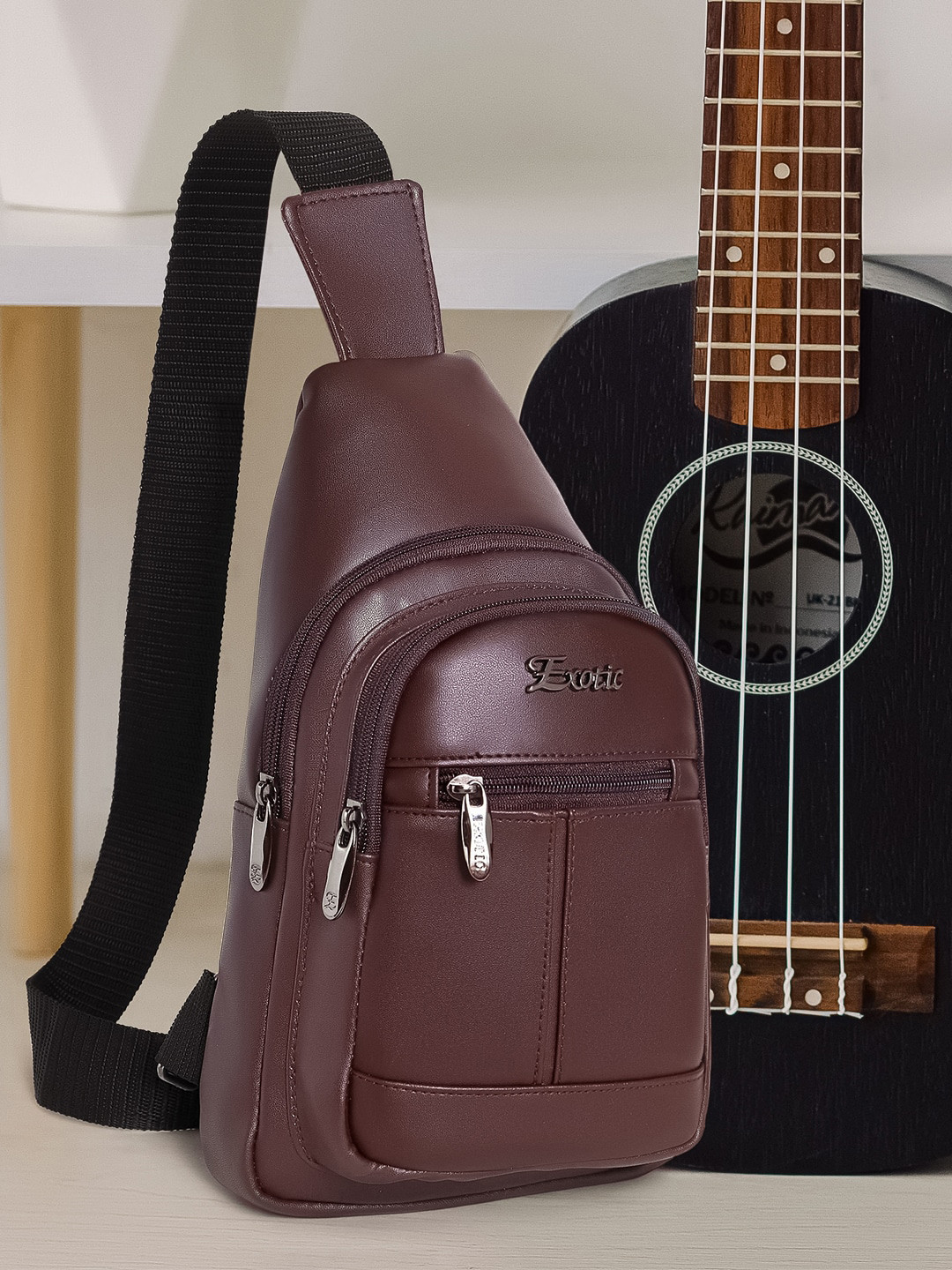 

Exotic Women Structured Crossbody Backpack, Brown