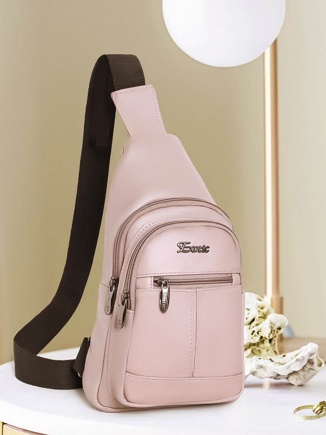 

Exotic Women Structured Crossbody Backpack, Pink