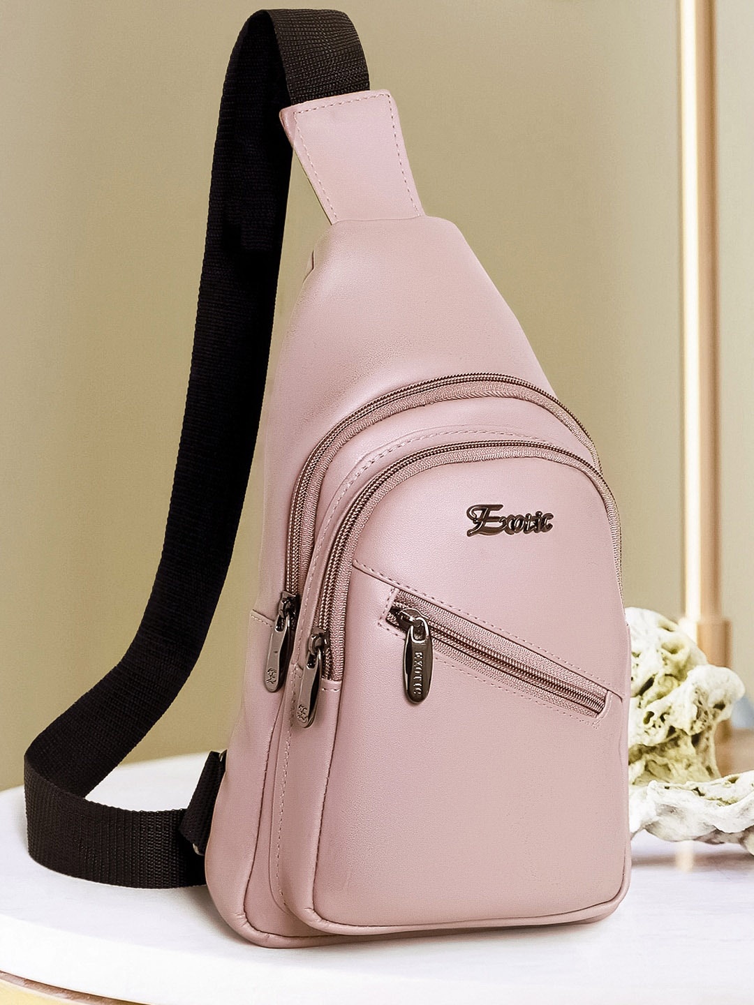 

Exotic Women Structured Crossbody Backpack, Pink