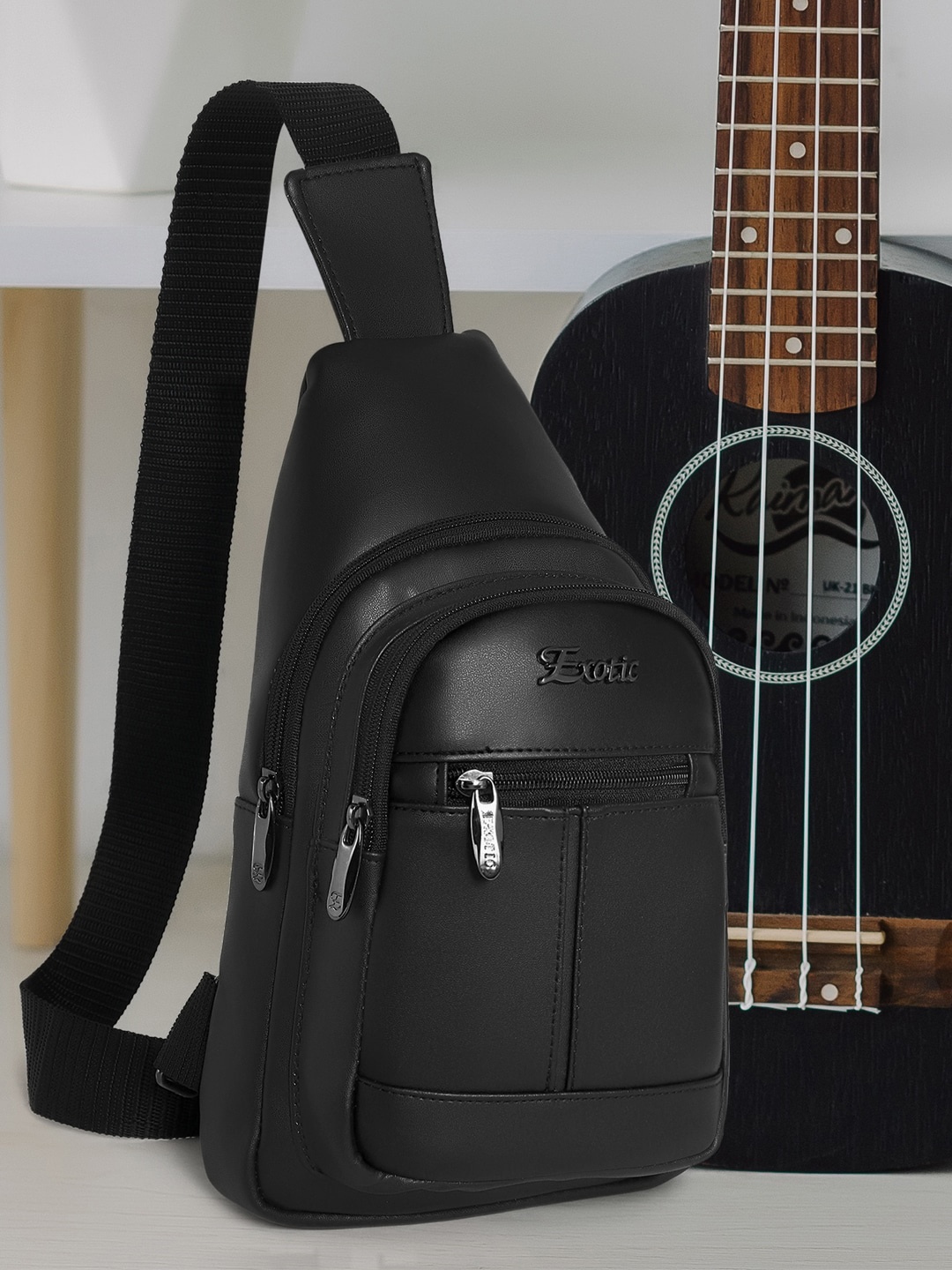 

Exotic Women Structured Crossbody Backpack, Black