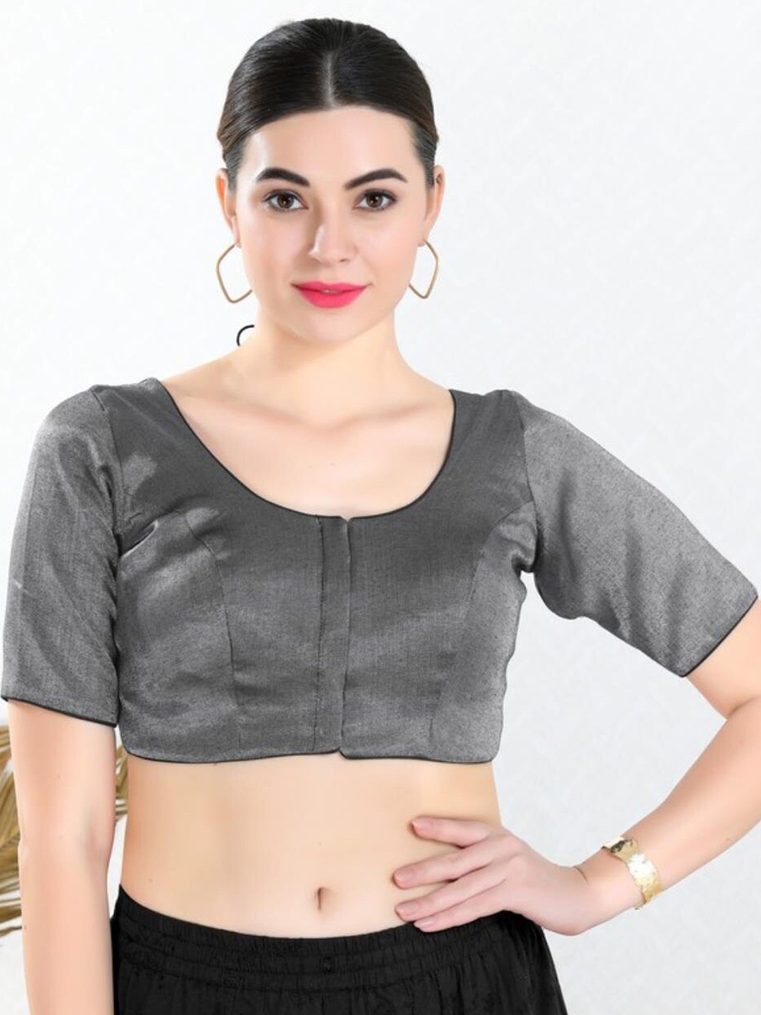 

SALWAR STUDIO Readymade Saree Blouse, Charcoal