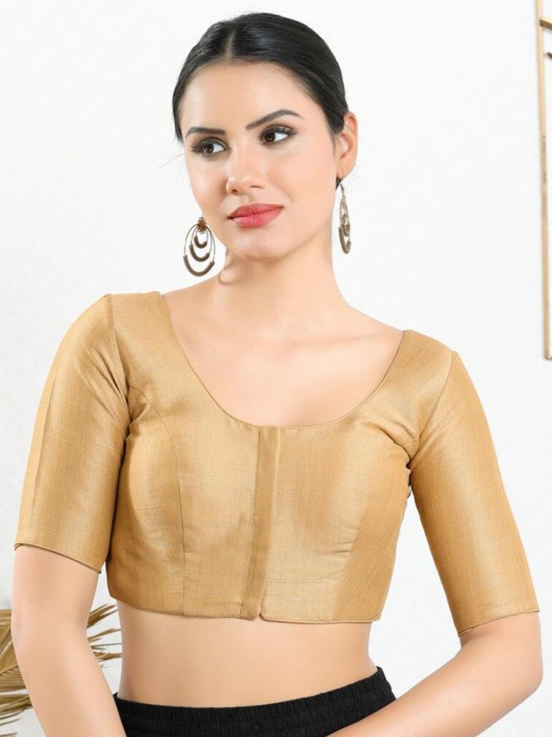 

SALWAR STUDIO Readymade Saree Blouse, Gold