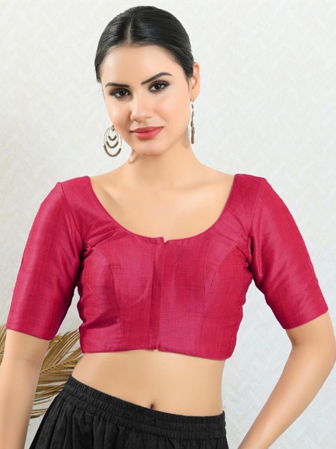 

SALWAR STUDIO Readymade Saree Blouse, Magenta