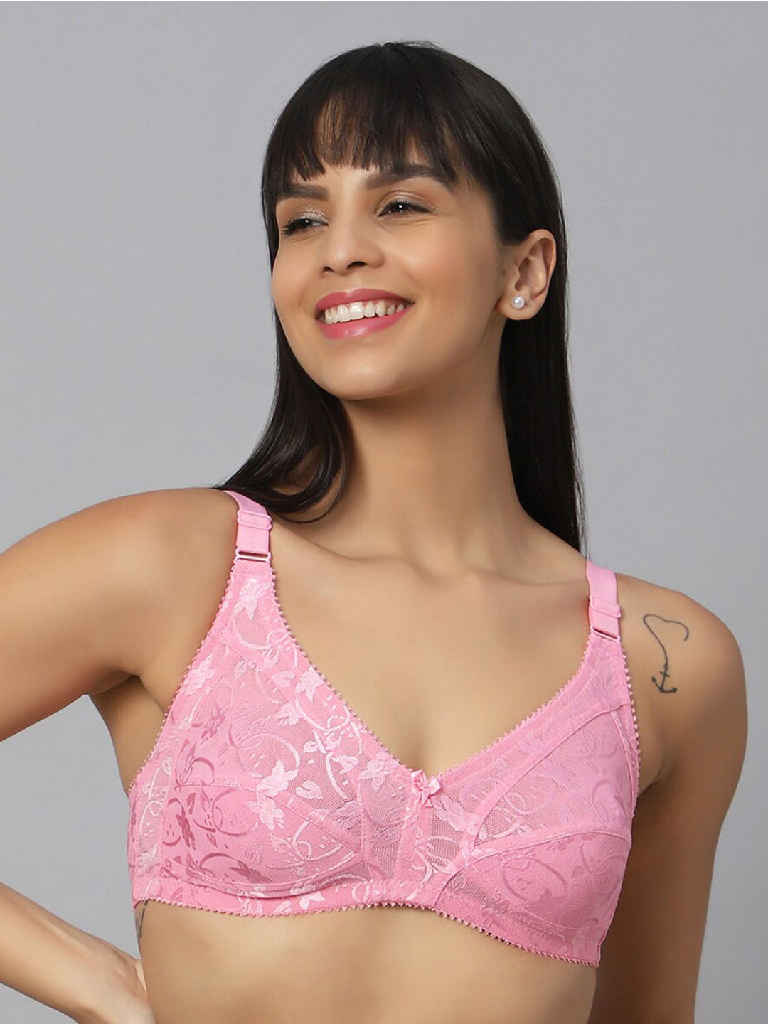 

Bluenixie Cotton Wirefree support Regular Straps Full Coverage Bra, Pink