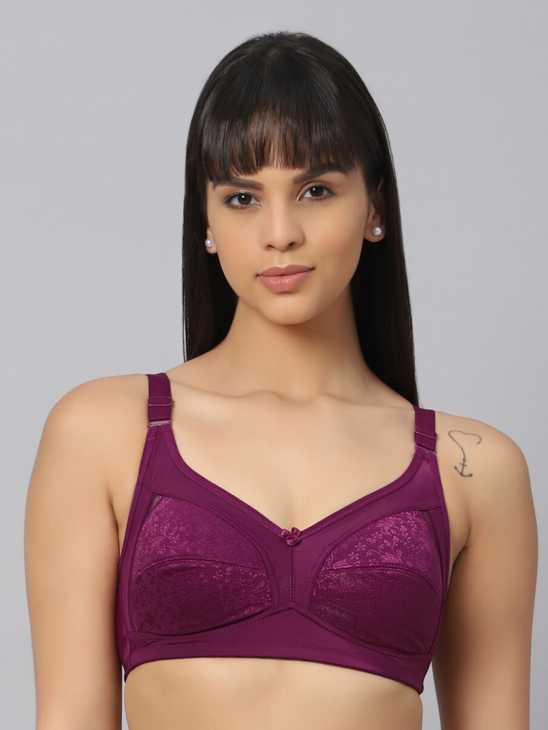 

Bluenixie Cotton Wirefree support Regular Straps Full Coverage Bra, Burgundy