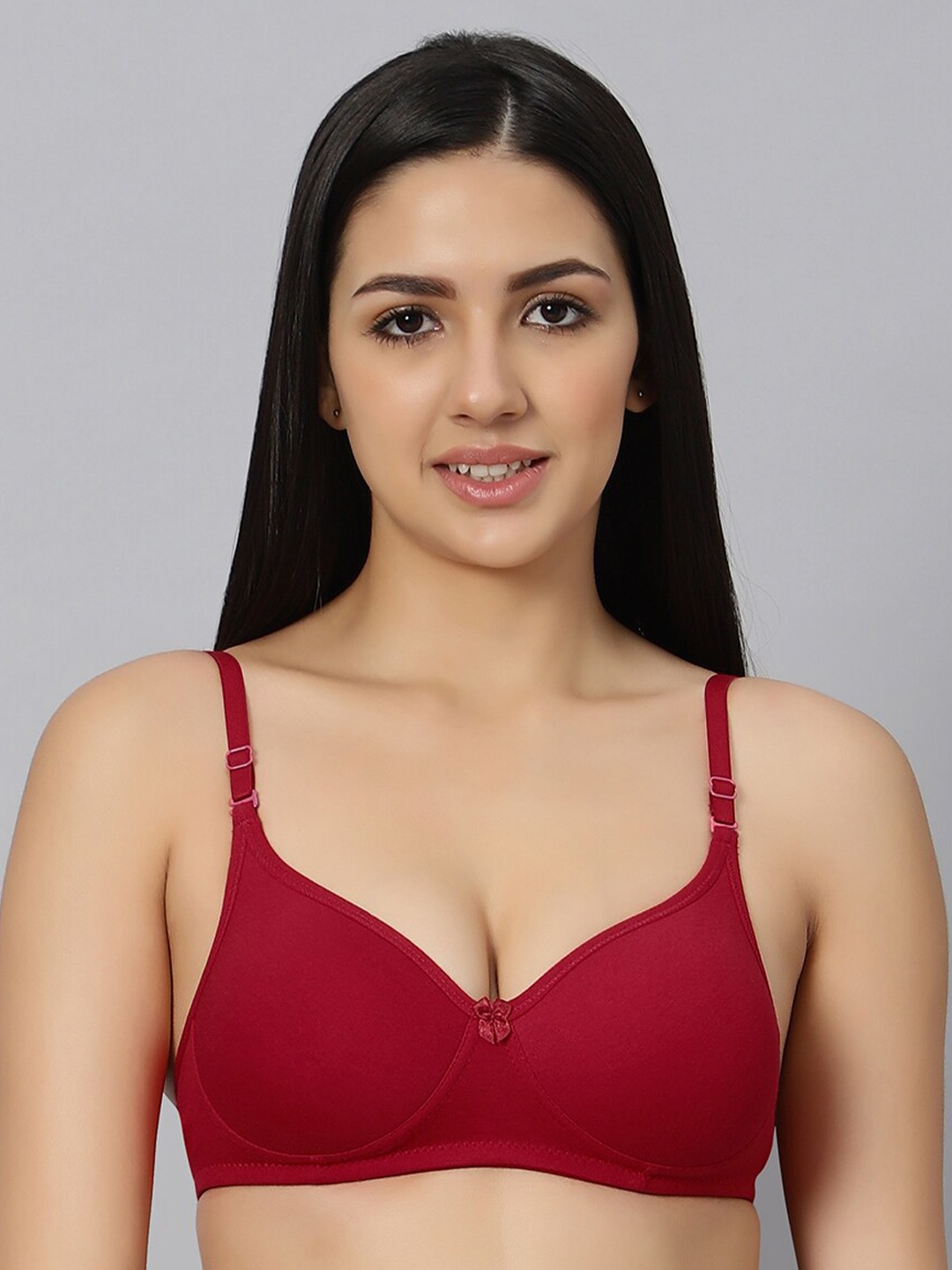 

Bluenixie Lightly Padded Non-Wired Seamless Cotton T-Shirt Bra With All Day Comfort, Red