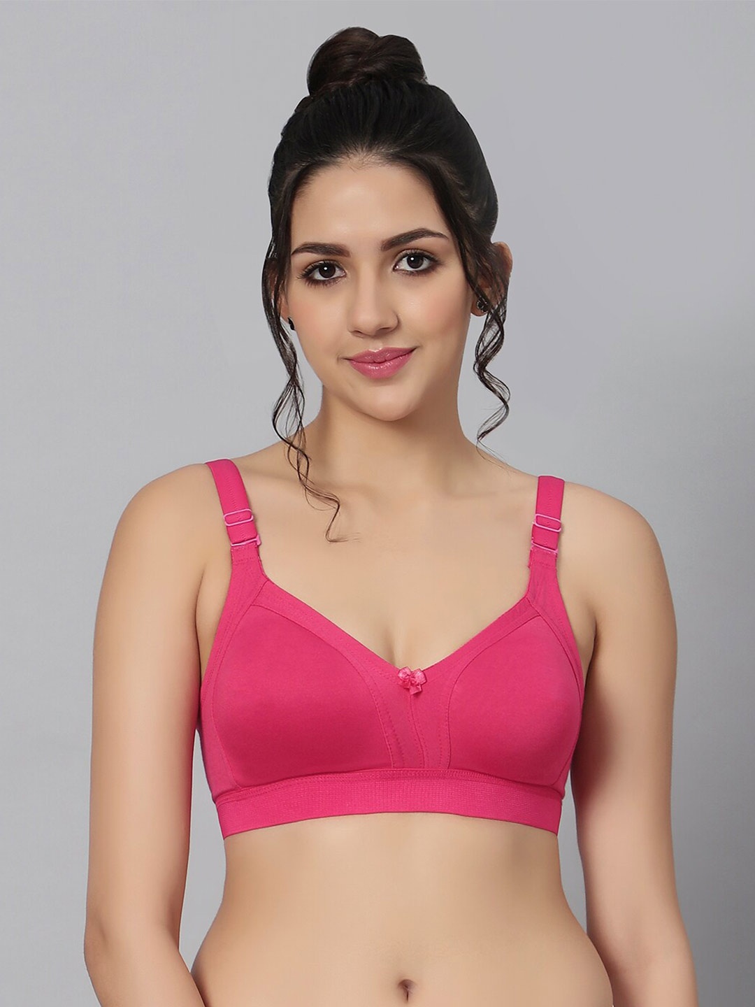 

Bluenixie Cotton Wirefree support Multiway Straps Full Coverage Bra, Fuchsia