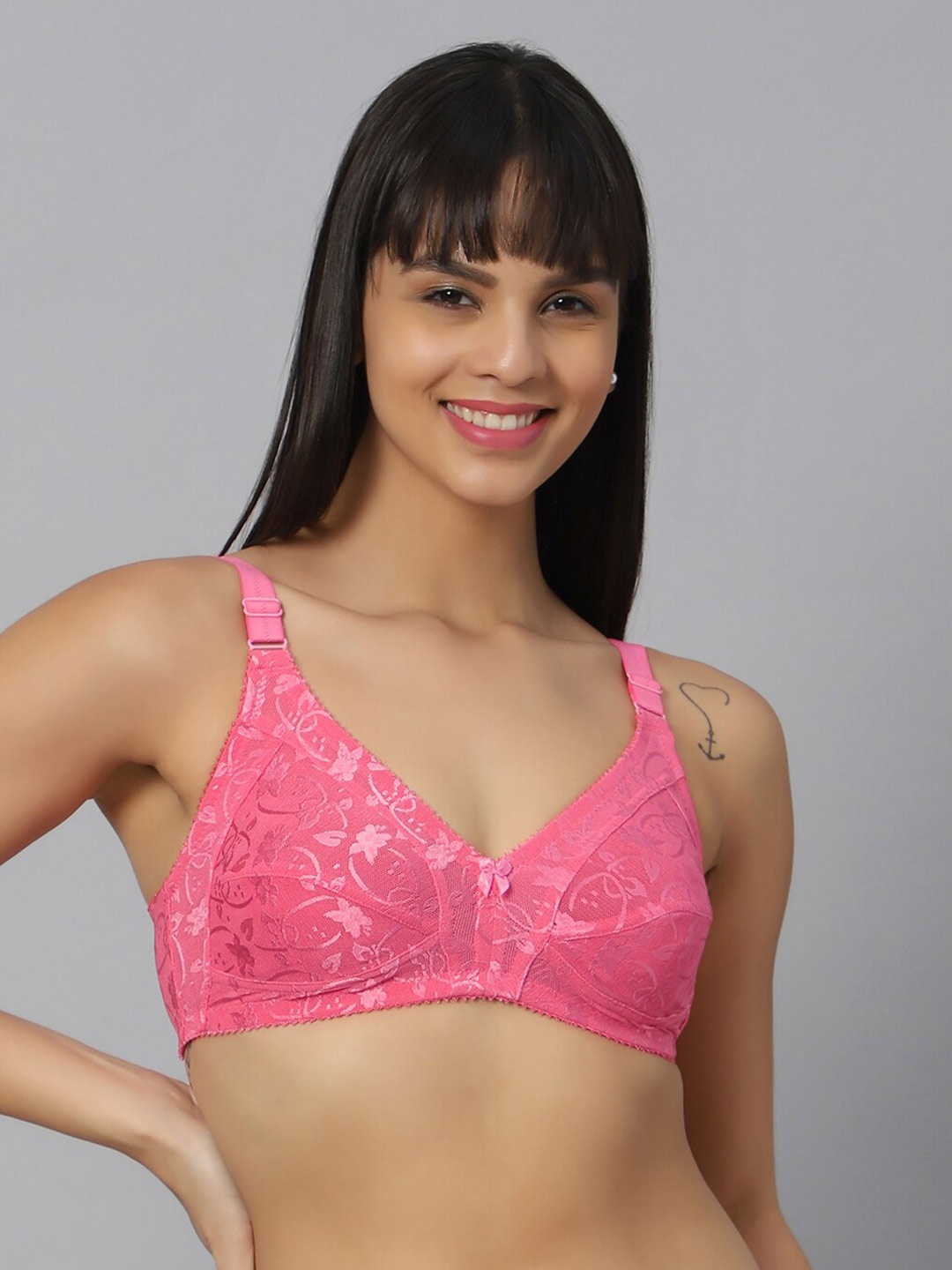 

Bluenixie Cotton Full Coverage Non-Wired Bra, Pink