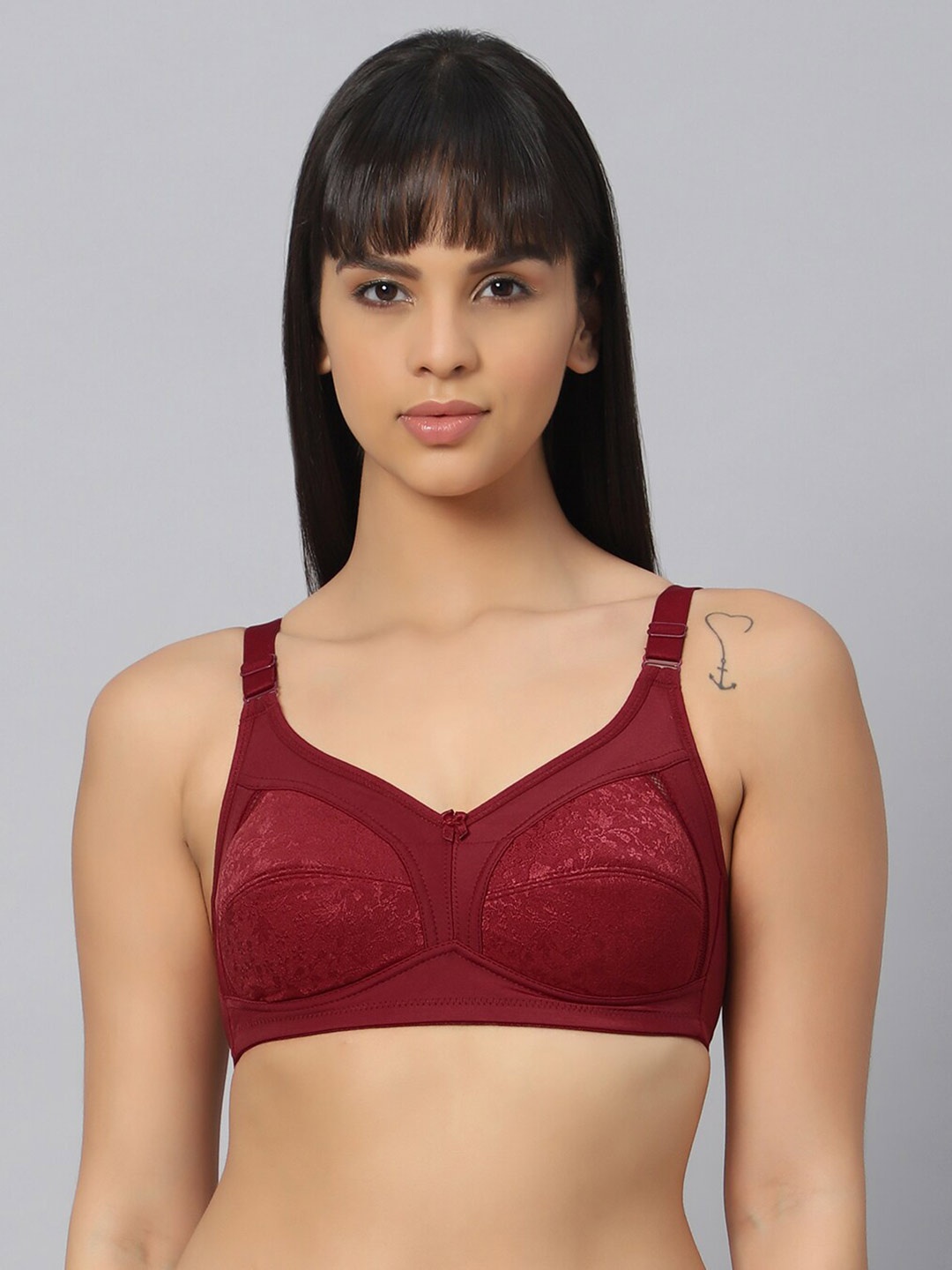 

Bluenixie Cotton Non-Wired Minimizer Bra, Maroon