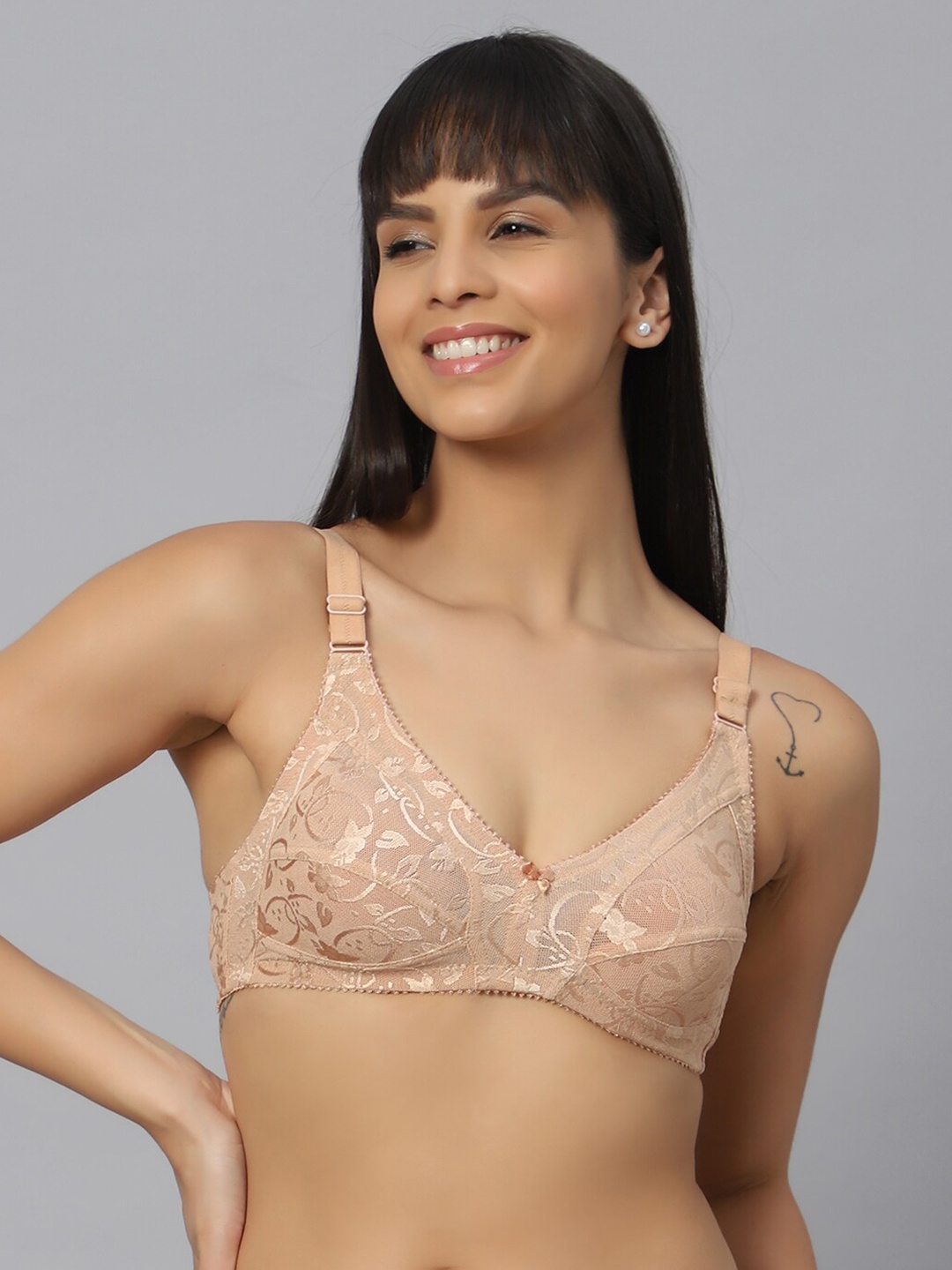 

Bluenixie Cotton Non-Wired Full Coverage Bra, Nude