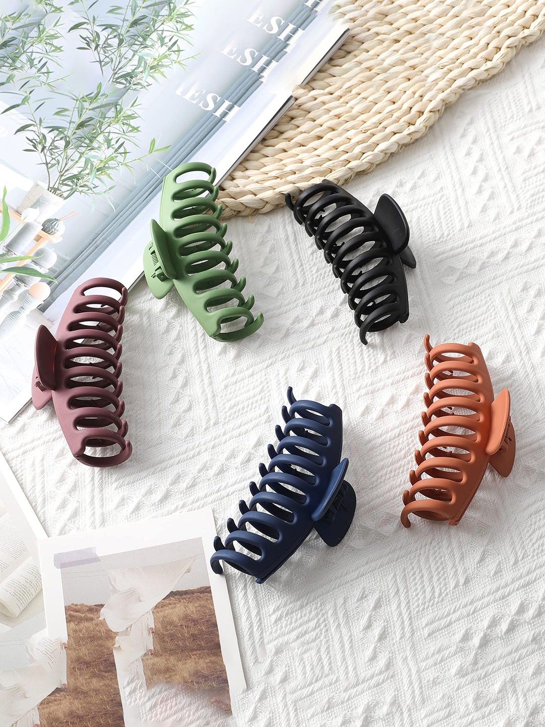

VAGHBHATT Set of 5 Claw Clip, Green