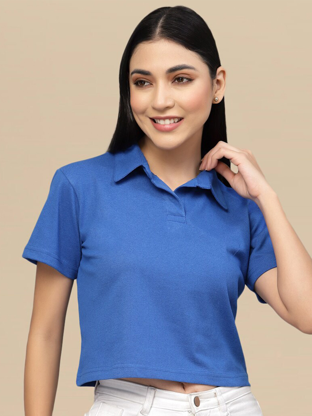 

Dressberry Basics Polo Collar Regular Fit Cotton T-shirt, Blue