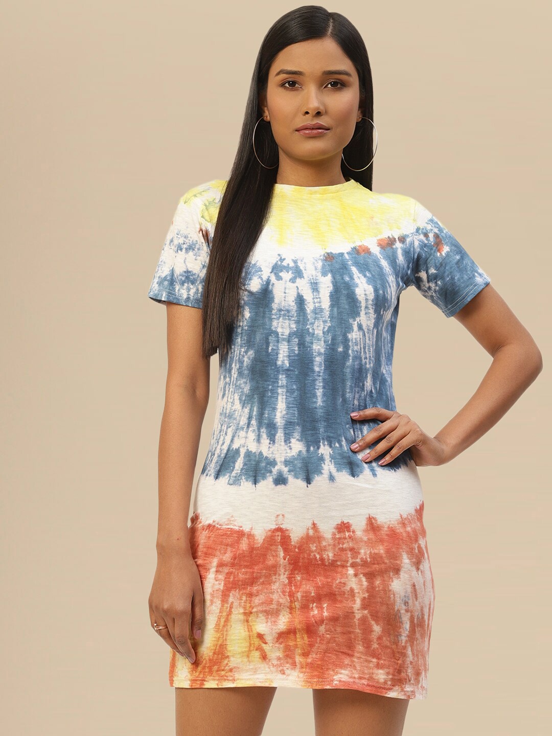 

DressBerry Blue Tie & Dye Cotton T-shirt Dress
