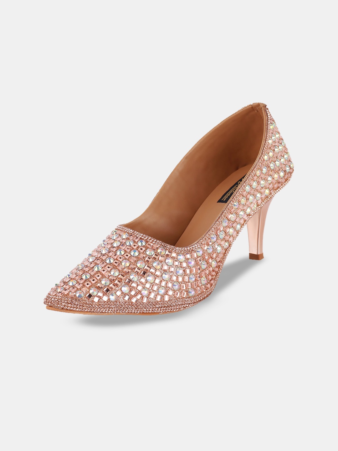 

AZ Footwear Pointed Toe Ethnic Embellished Party Slim Pumps, Rose