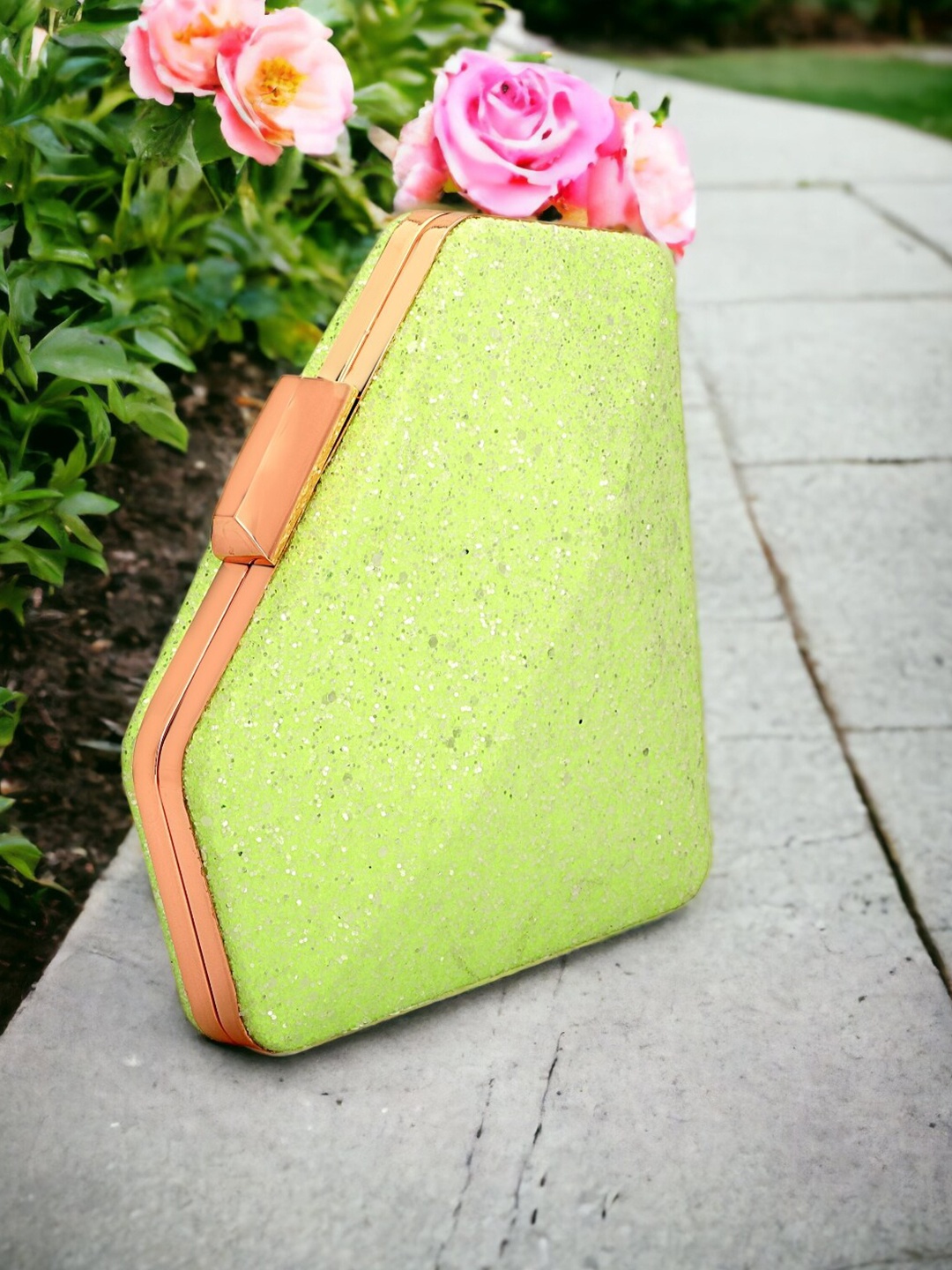 

Toobacraft Embellished Box Clutch, Green