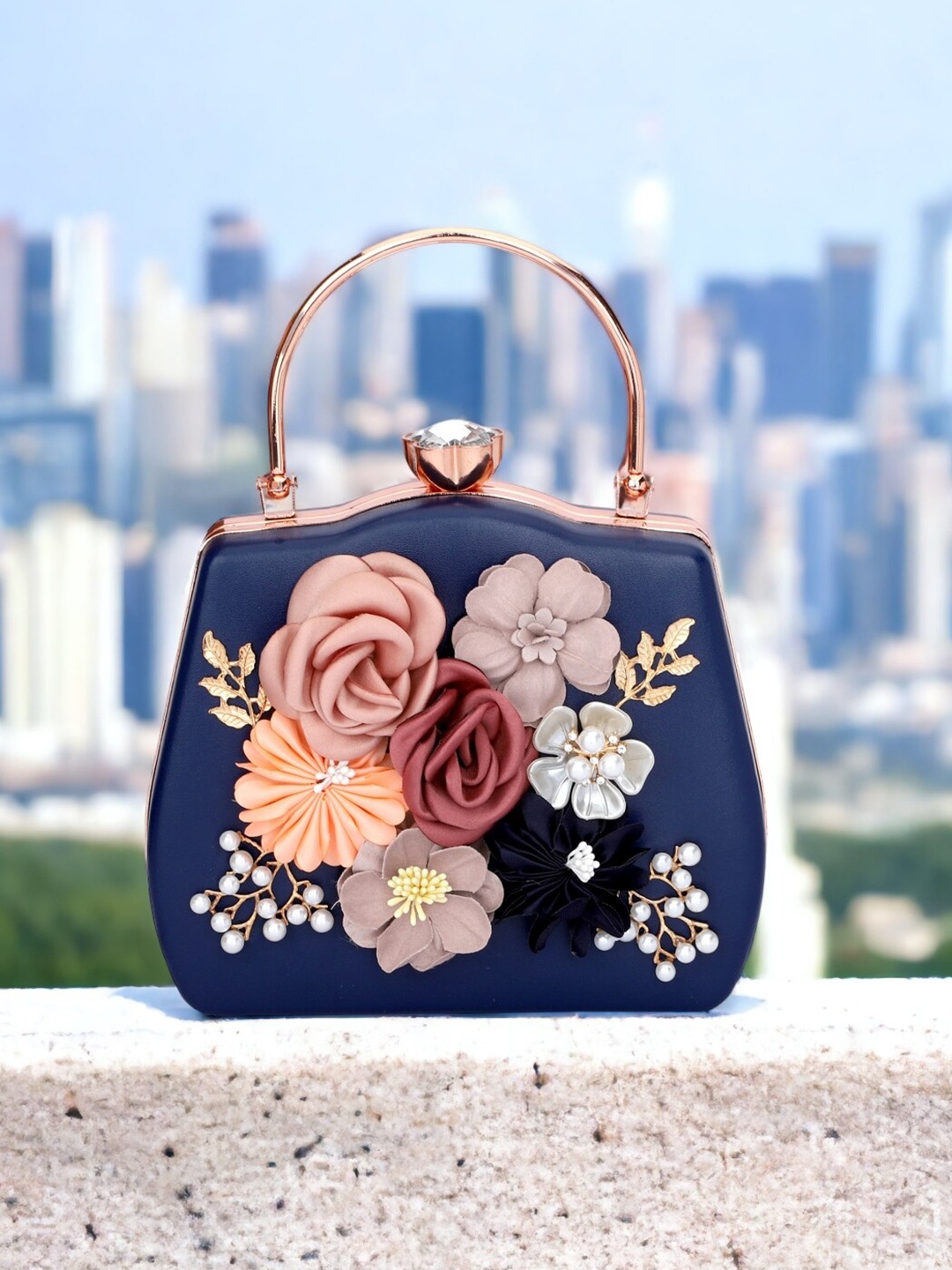 

Toobacraft Embellished Box Clutch, Blue