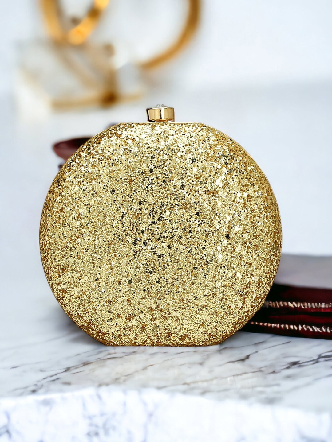 

Toobacraft Embellished Box Clutch, Gold