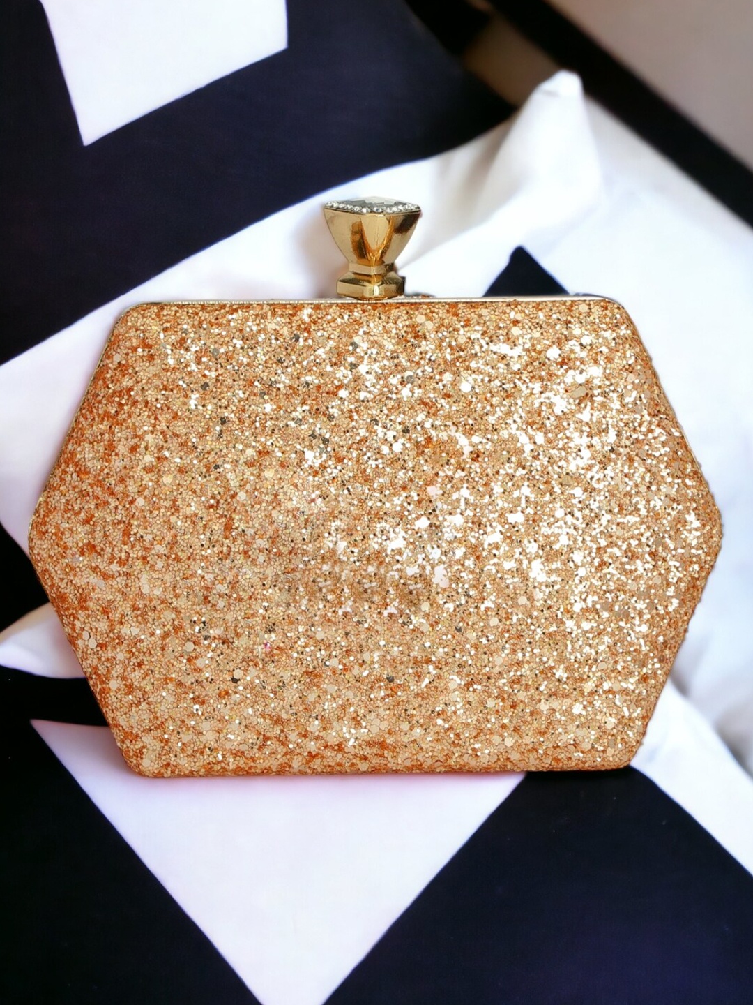 

Toobacraft Embellished Box Clutch, Gold