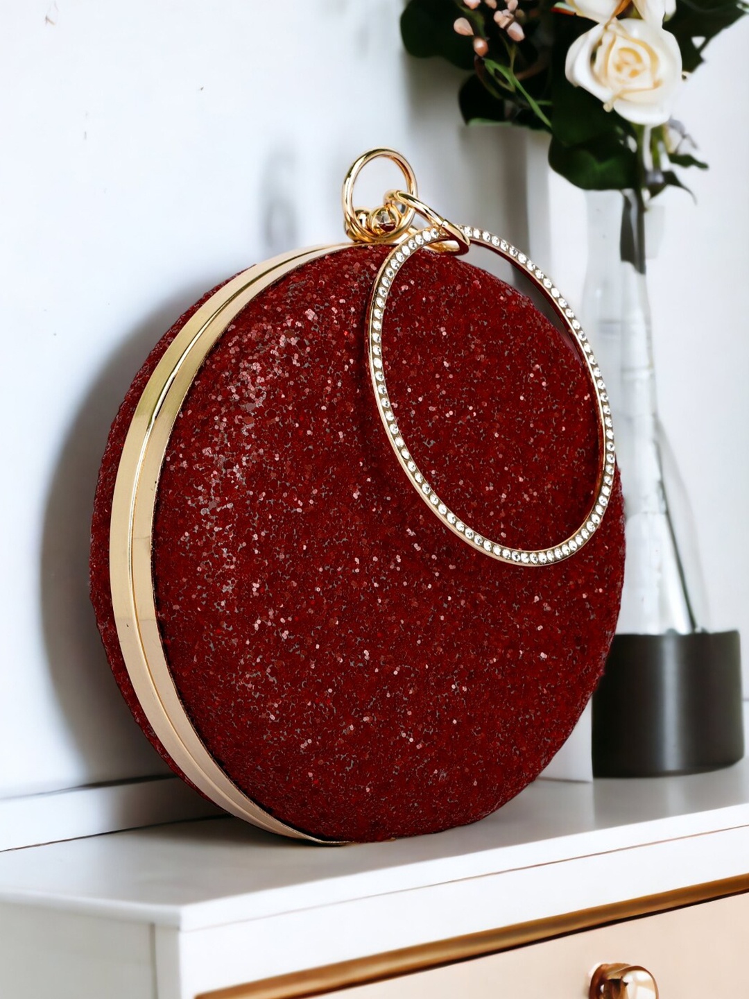 

Toobacraft Embellished Box Clutch, Red