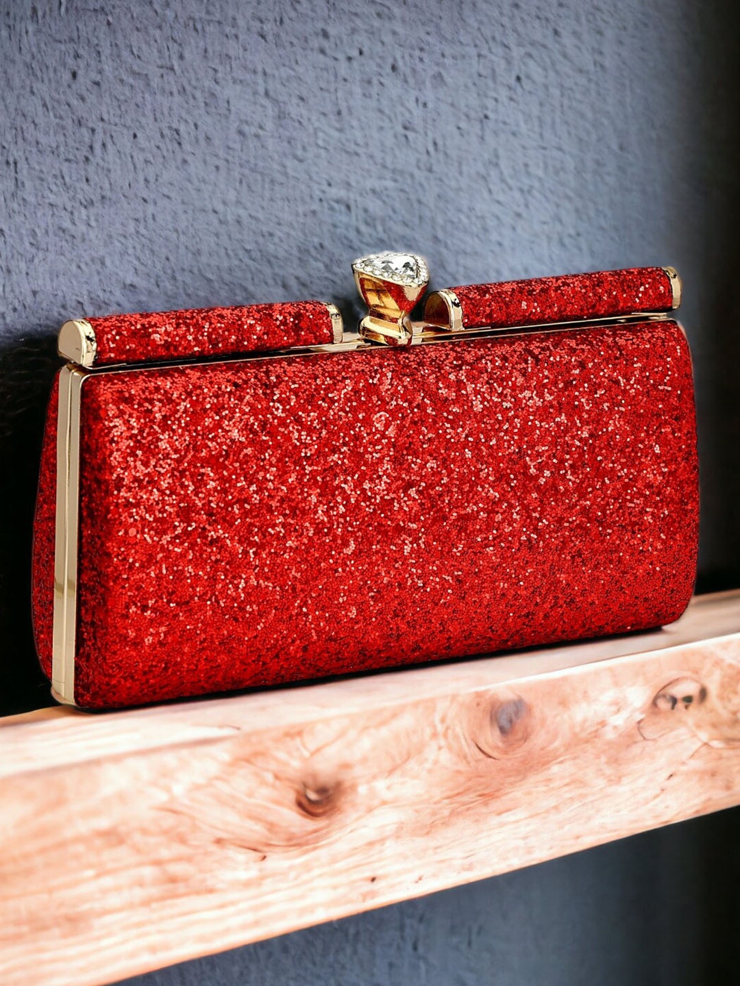 

Toobacraft Embellished Box Clutch, Red