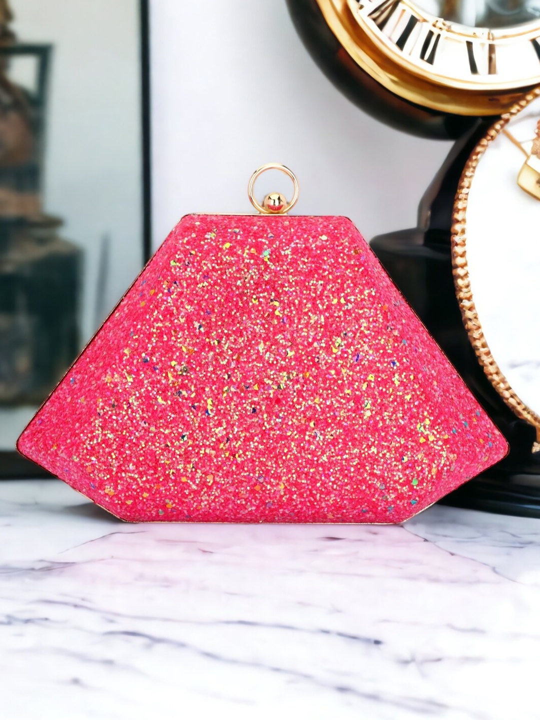 

Toobacraft Embellished Box Clutch, Magenta
