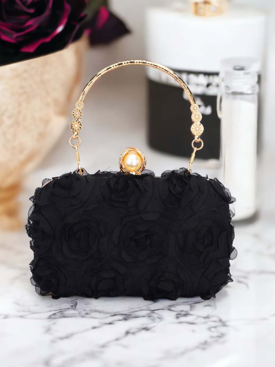

Toobacraft Embellished Box Clutch, Black