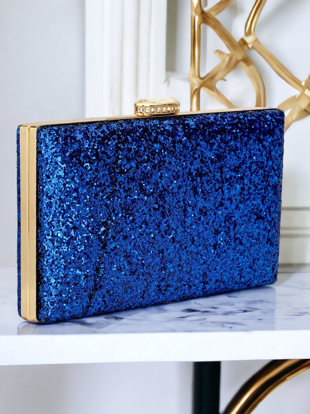 

Toobacraft Embellished Box Clutch, Blue