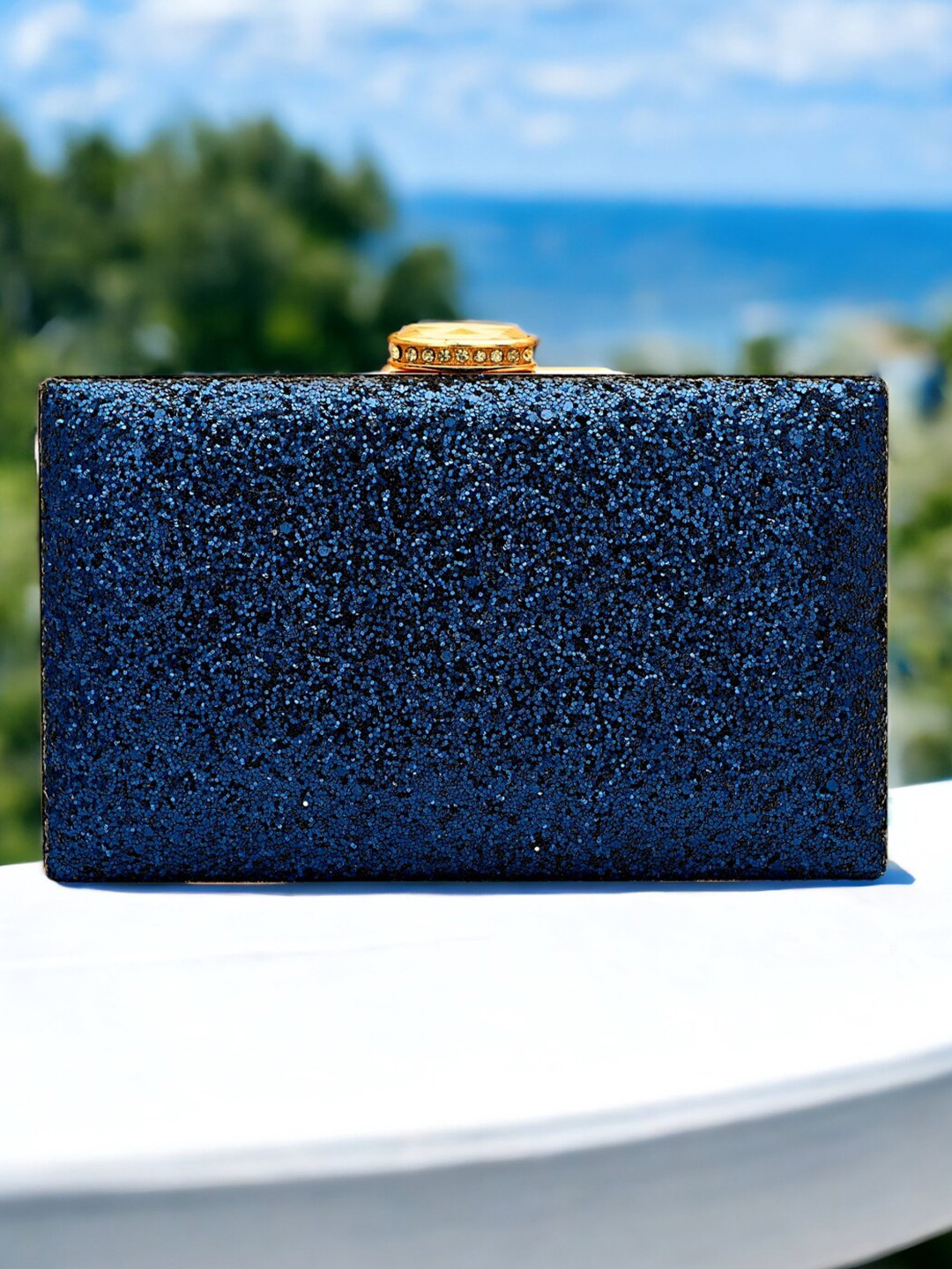 

Toobacraft Embellished Box Clutch, Blue