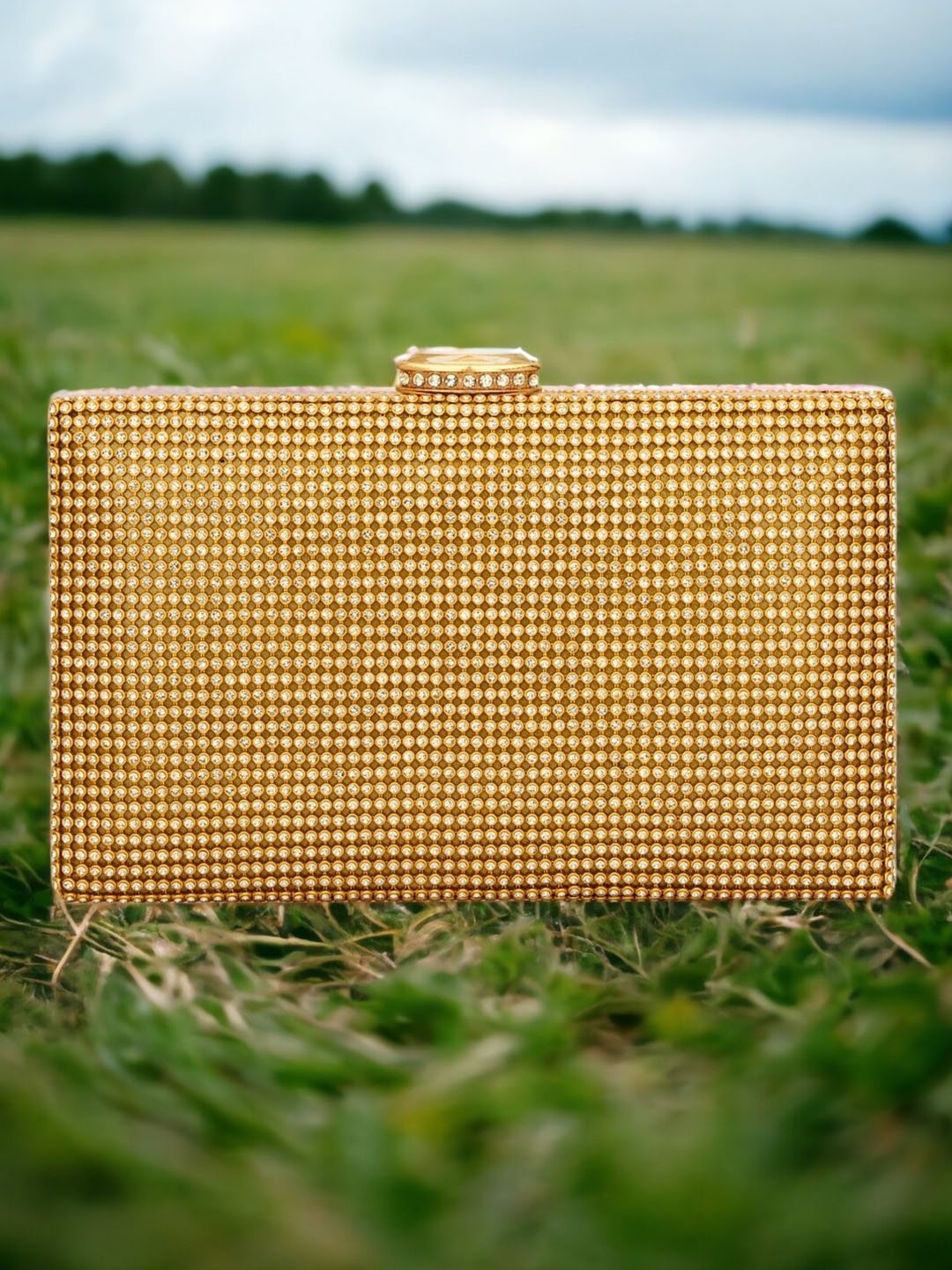 

Toobacraft Embellished Box Clutch, Gold