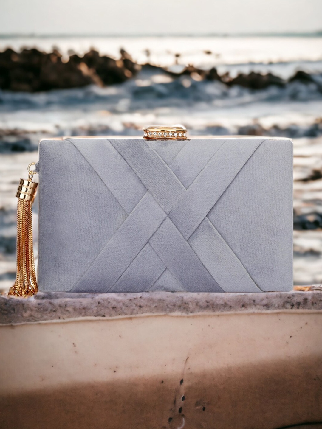 

Toobacraft Embellished Box Clutch, Silver