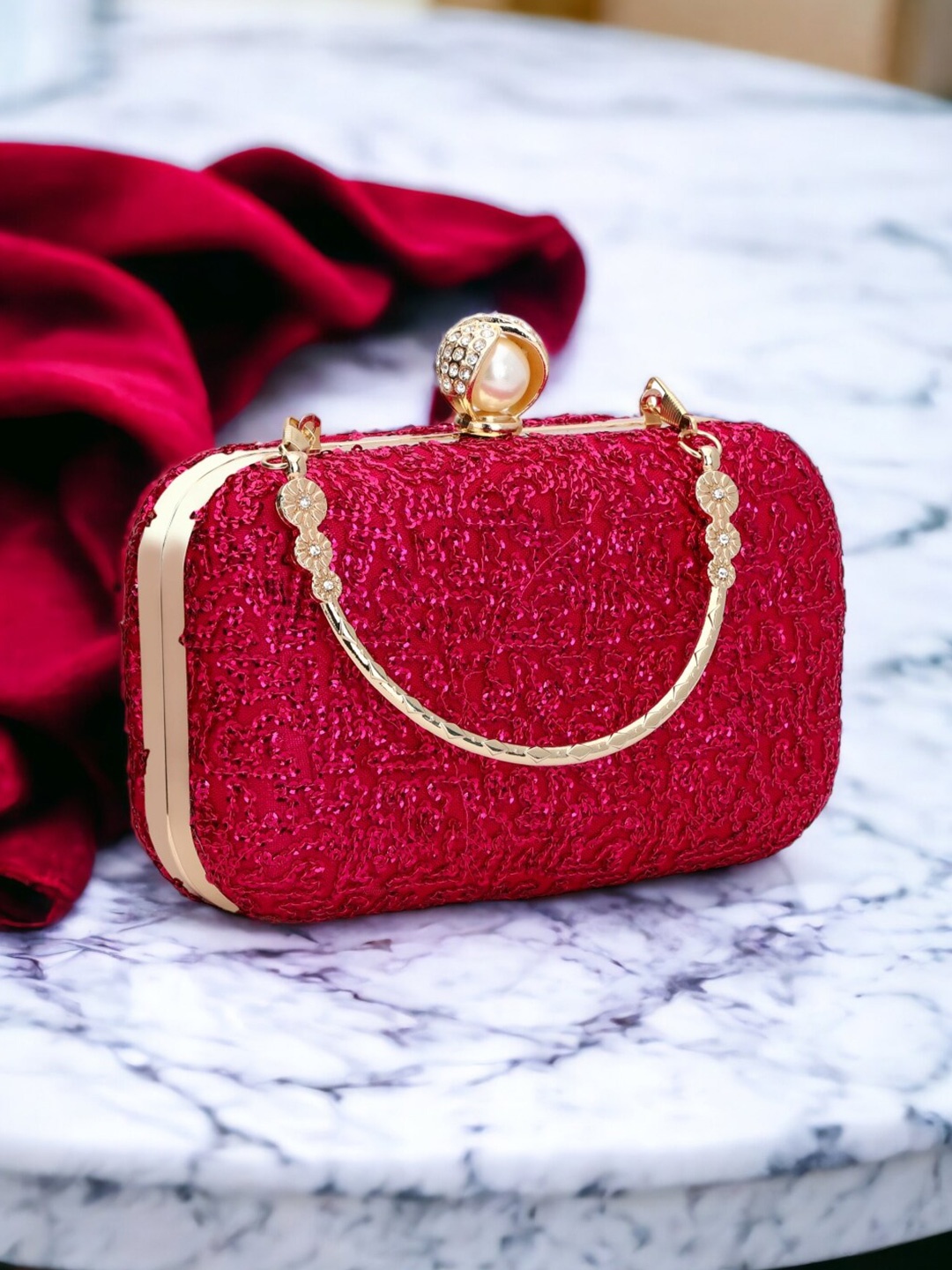 

Toobacraft Embellished Box Clutch, Magenta