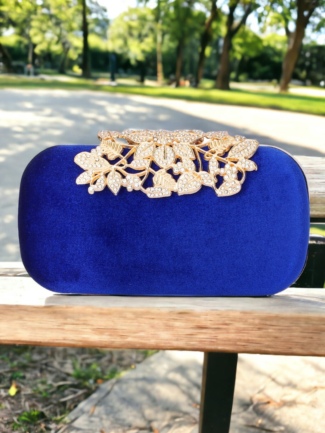 

Toobacraft Embellished Box Clutch, Blue