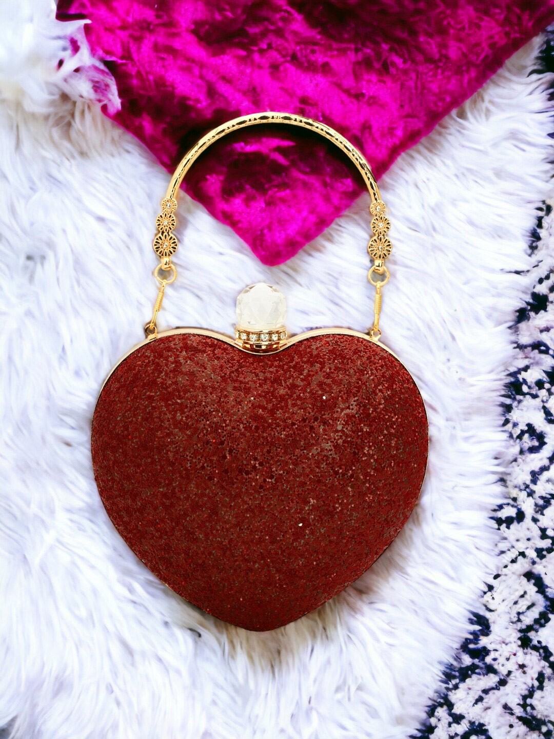 

Toobacraft Embellished Box Clutch, Red
