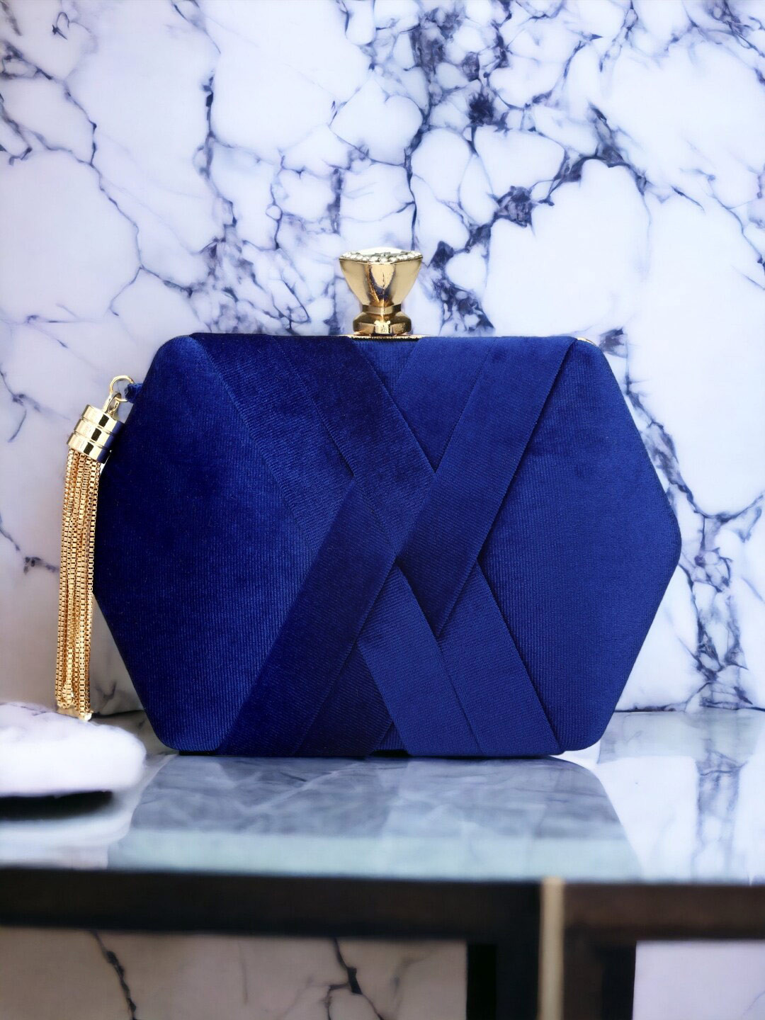 

Toobacraft Hexagon Box Clutch, Blue
