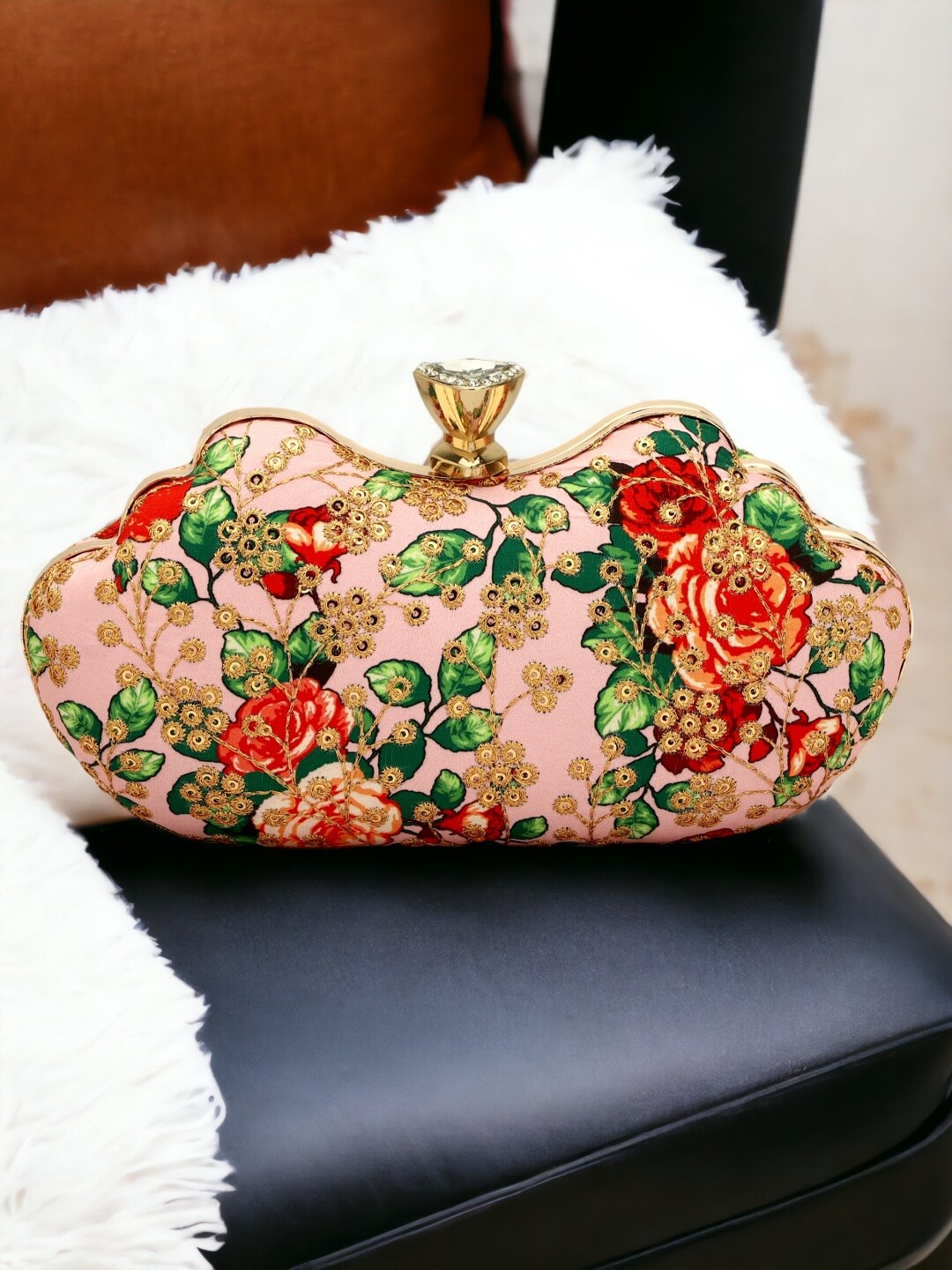 

Toobacraft Embellished Box Clutch, Pink