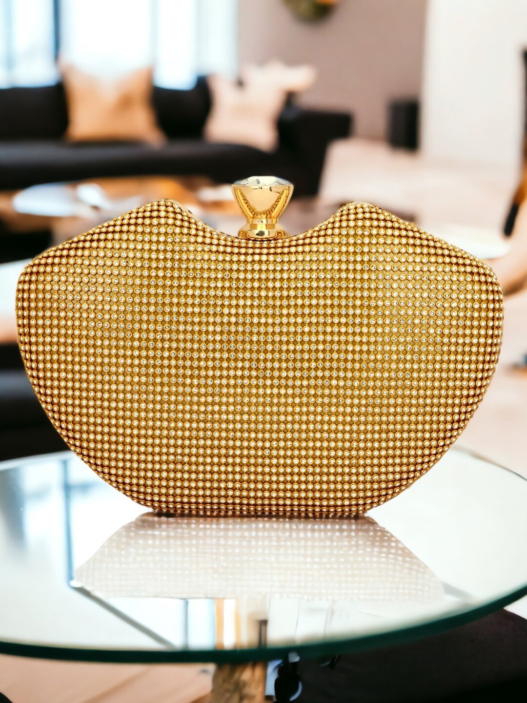 

Toobacraft Shoulder Strap Embellished Box Clutch, Gold