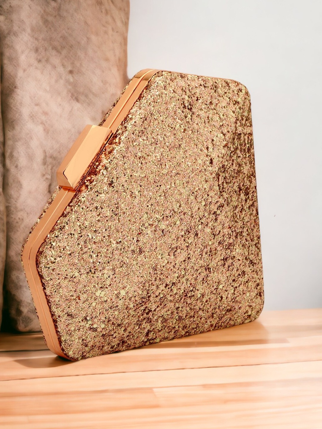 

Toobacraft Embellished Box Clutch, Gold