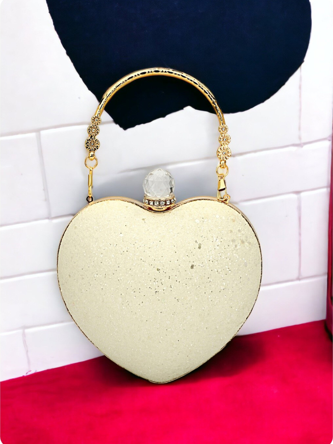 

Toobacraft Embellished Heart Box Clutch, White