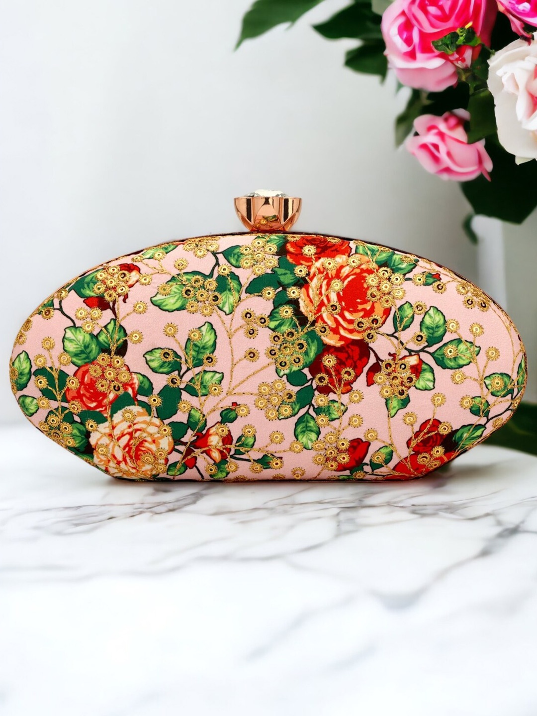 

Toobacraft Floral Embellished Box Clutch, Magenta